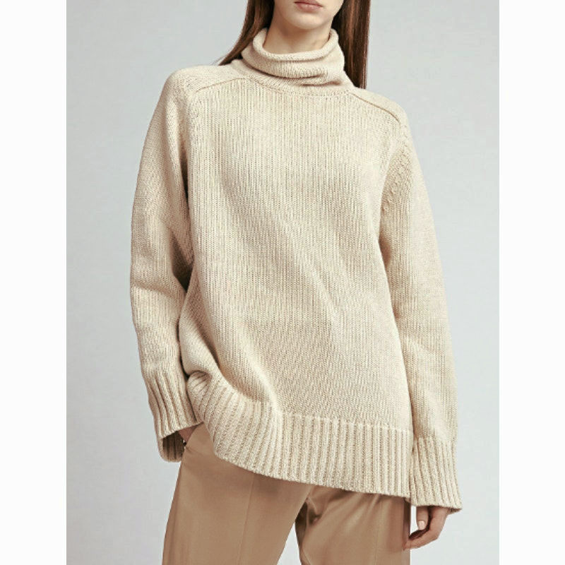 Joseph Sloppy Joe Cotton Cashmere Knit Sweater S Oversized Slouchy Chunky Beige